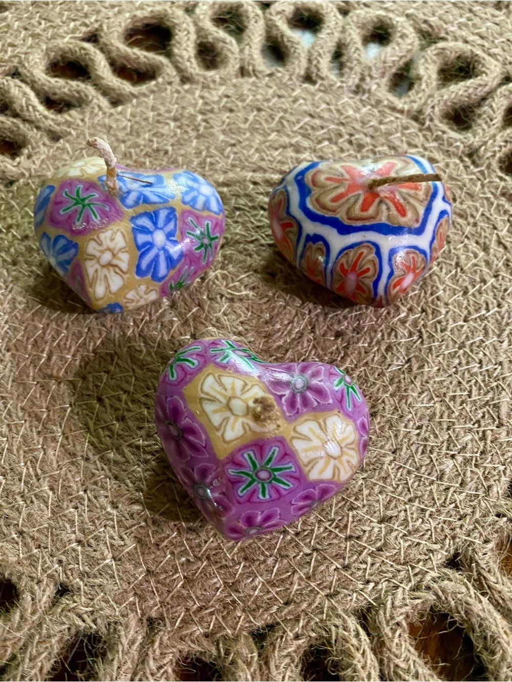 80s/90s Handcrafted Heart-Shaped Floral Decorative Candles